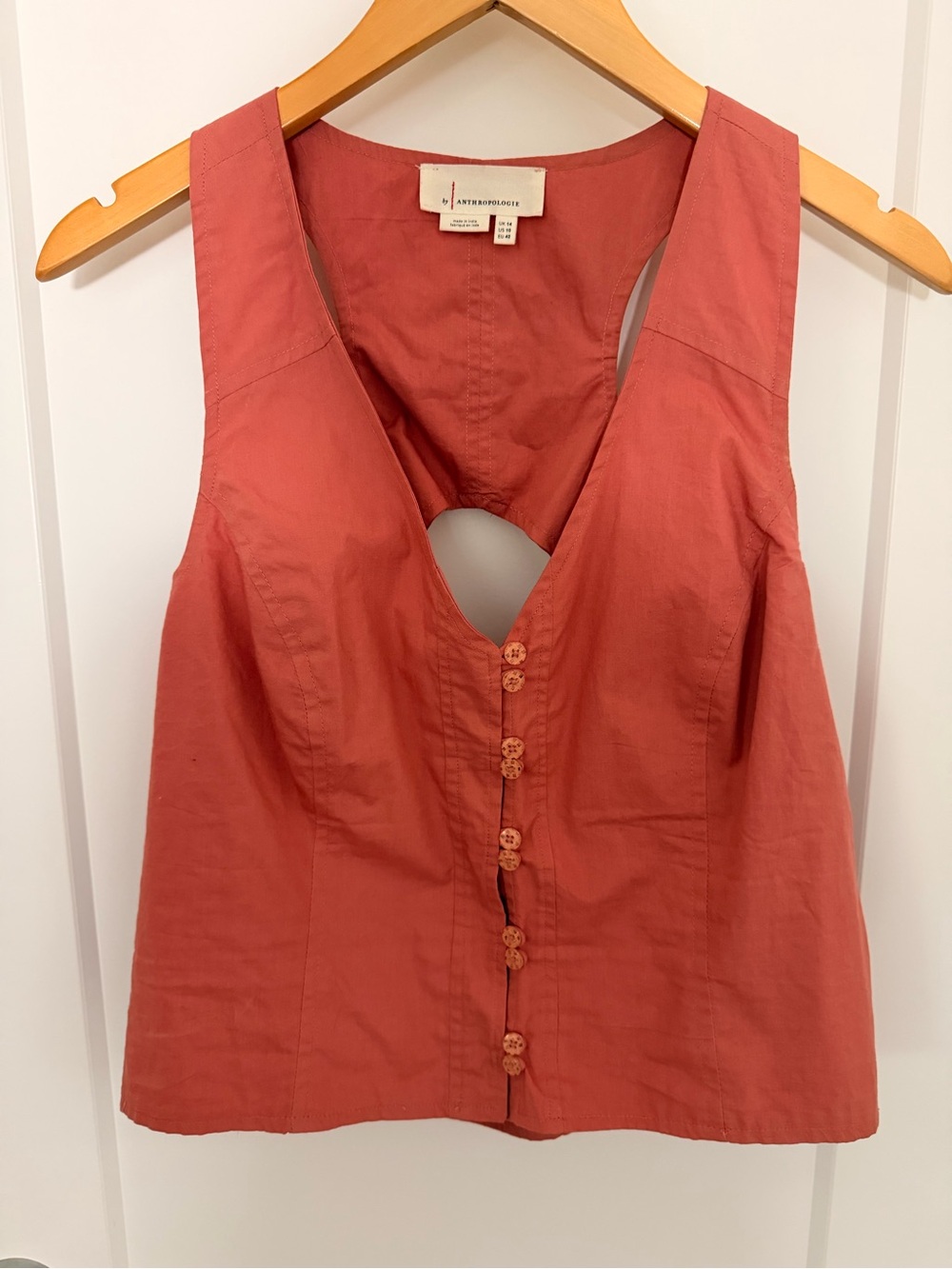 Anthropologie Coral Button-Front V-Neck Tank